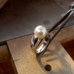Silberring mit Perle - nachher